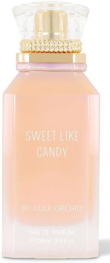 Perfume bottle labeled 'Sweet Like Candy' by Gulf Orchid on a white background