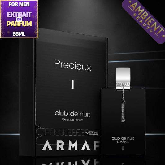 Armaf Precieux I club de nuit extrait de parfum bottle on a black background