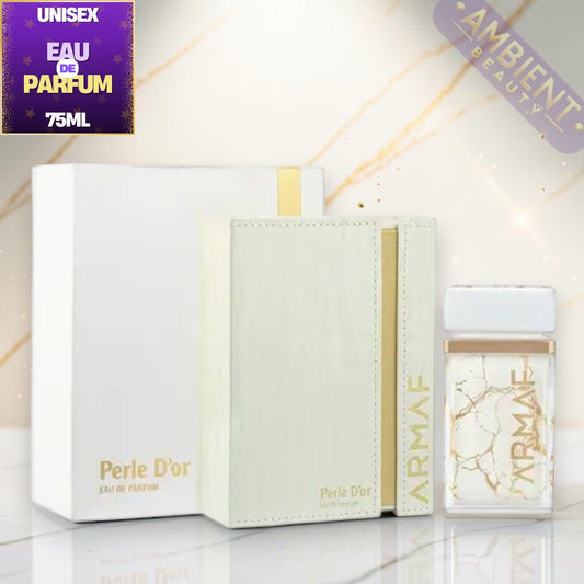Perle D'or Armaf perfume bottle with packaging on a light background