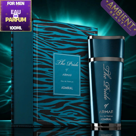 ARMAF Admiral perfume bottle and packaging with 'Ambient Beauty' branding on a dark background