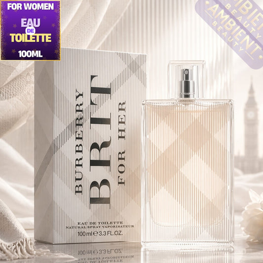 BURBERRY Brit For Her Eau de Toilette 100ml For Women – Sweet Gourmand Floral Fragrance with Almond, Vanilla & Tonka Bean Burberry Ambient Beauty