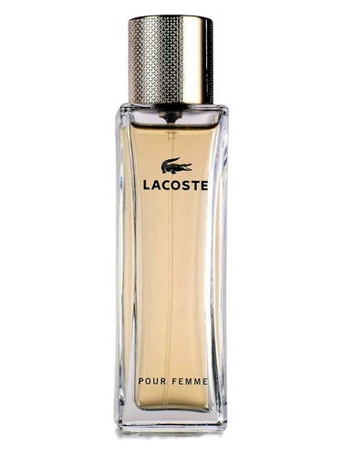 Lacoste perfume bottle for women on a black background