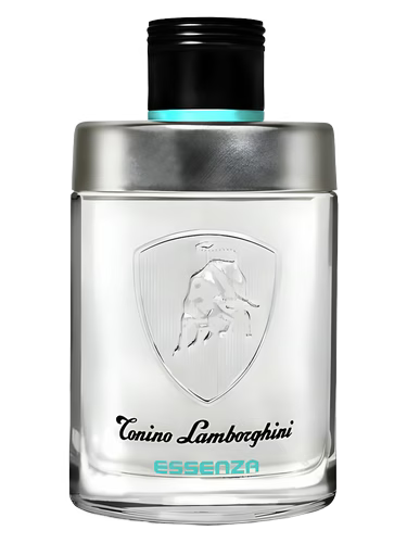 Tonino Lamborghini Essenza perfume bottle on a black background