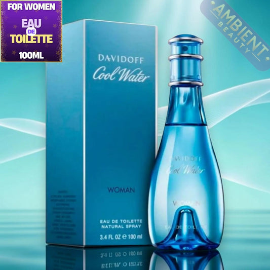 DAVIDOFF Cool Water Woman Eau de Toilette 100ml For Women – Fresh Aquatic Fruity Floral Fragrance with Melon & Musk Davidoff Ambient Beauty