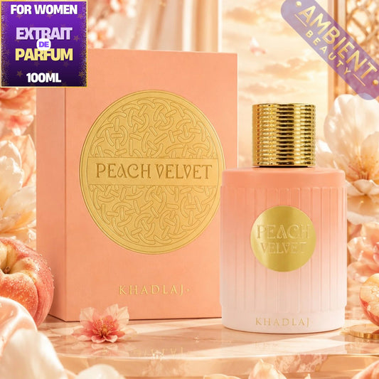 KHADLAJ Peach Velvet Extrait De Parfum 100ml For Women – Fruity Gourmand Fragrance with Peach, Caramel & Sandalwood