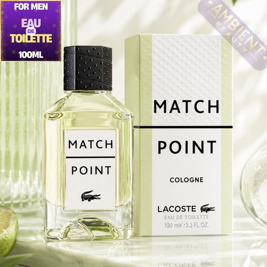 Lacoste Match Point cologne bottle and packaging on a light background