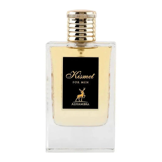 Kismet for men perfume bottle in gold