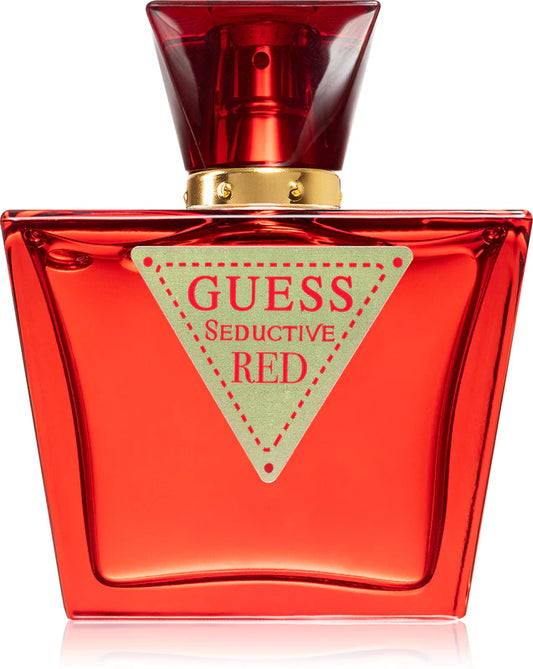Red Guess Seductive perfume bottle on a white background