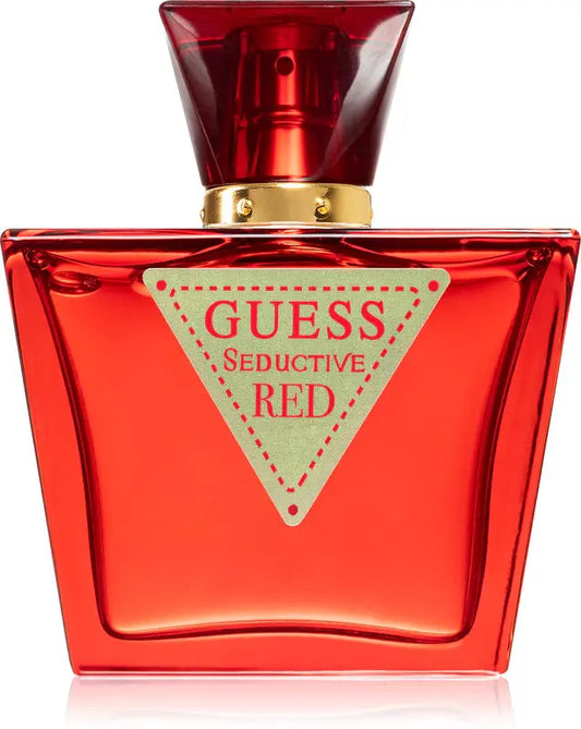 Red Guess Seductive perfume bottle on a white background