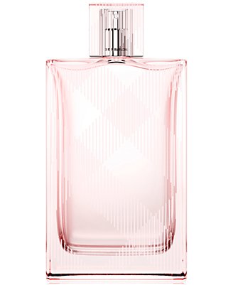 Pink perfume bottle on a white background