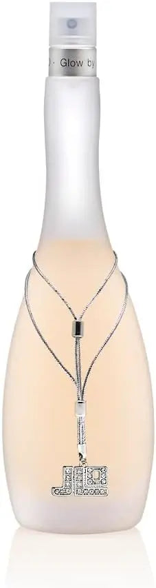 Perfume bottle with a decorative ribbon on a white background