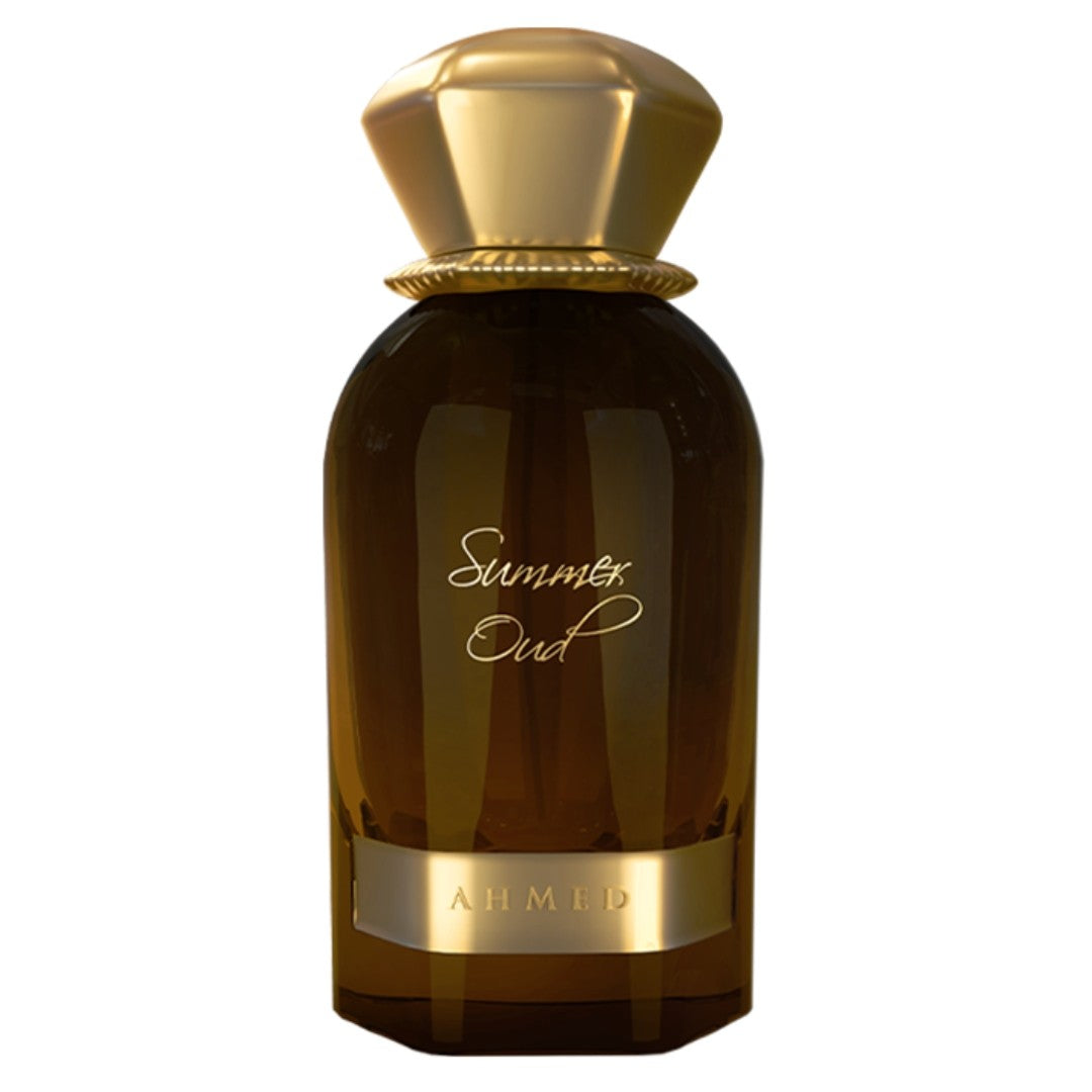 Ahmed Al Maghribi Summer Oud Perfume bottle labeled 'Summer Oud' by AHMED on a white background