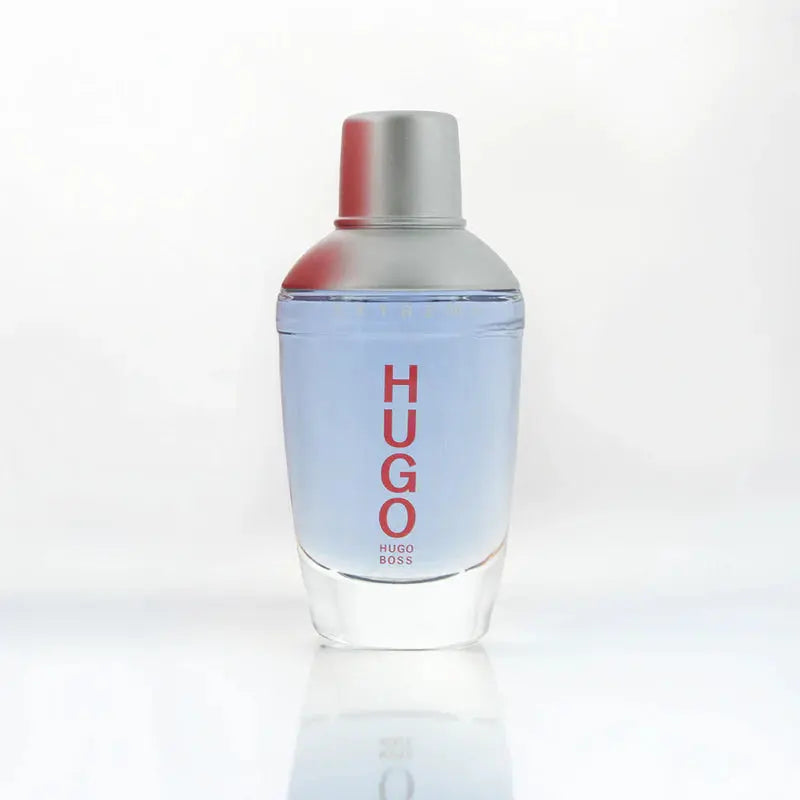 Hugo Boss perfume bottle on a white background