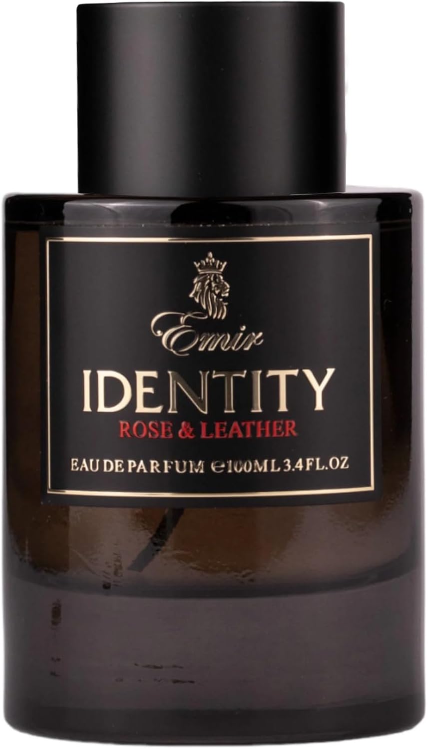Emir Identity Rose & Leather perfume bottle on a white background