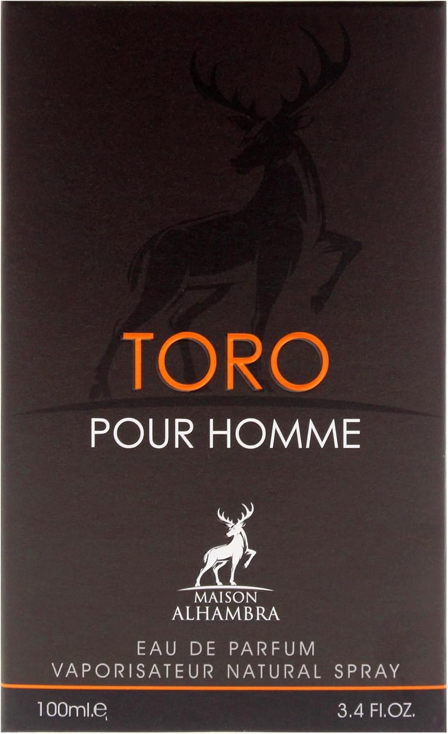 Toro pour Homme perfume packaging with deer silhouette on a dark background