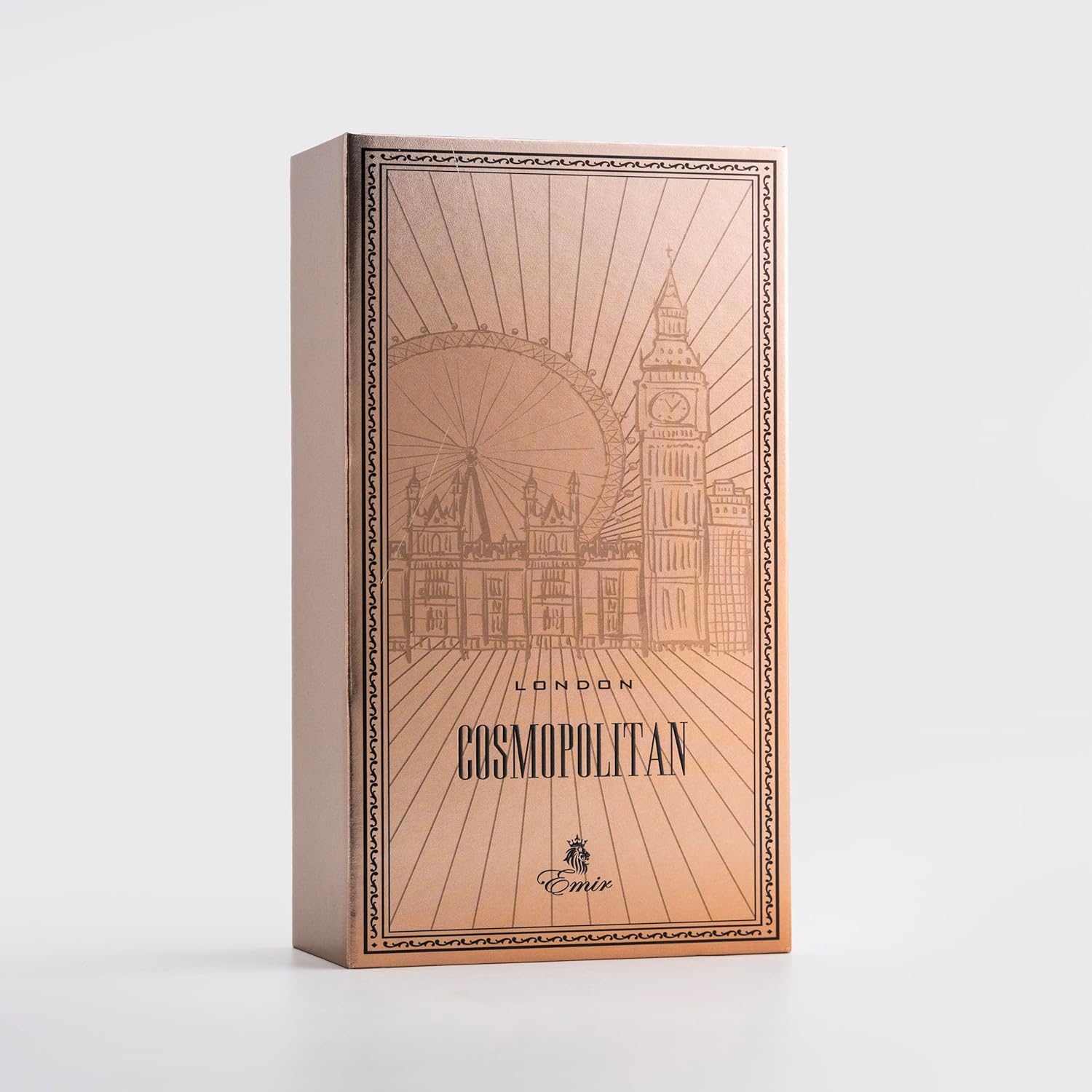 Emir Cosmopolitan London Cosmopolitan London packaging with architectural design on a white background