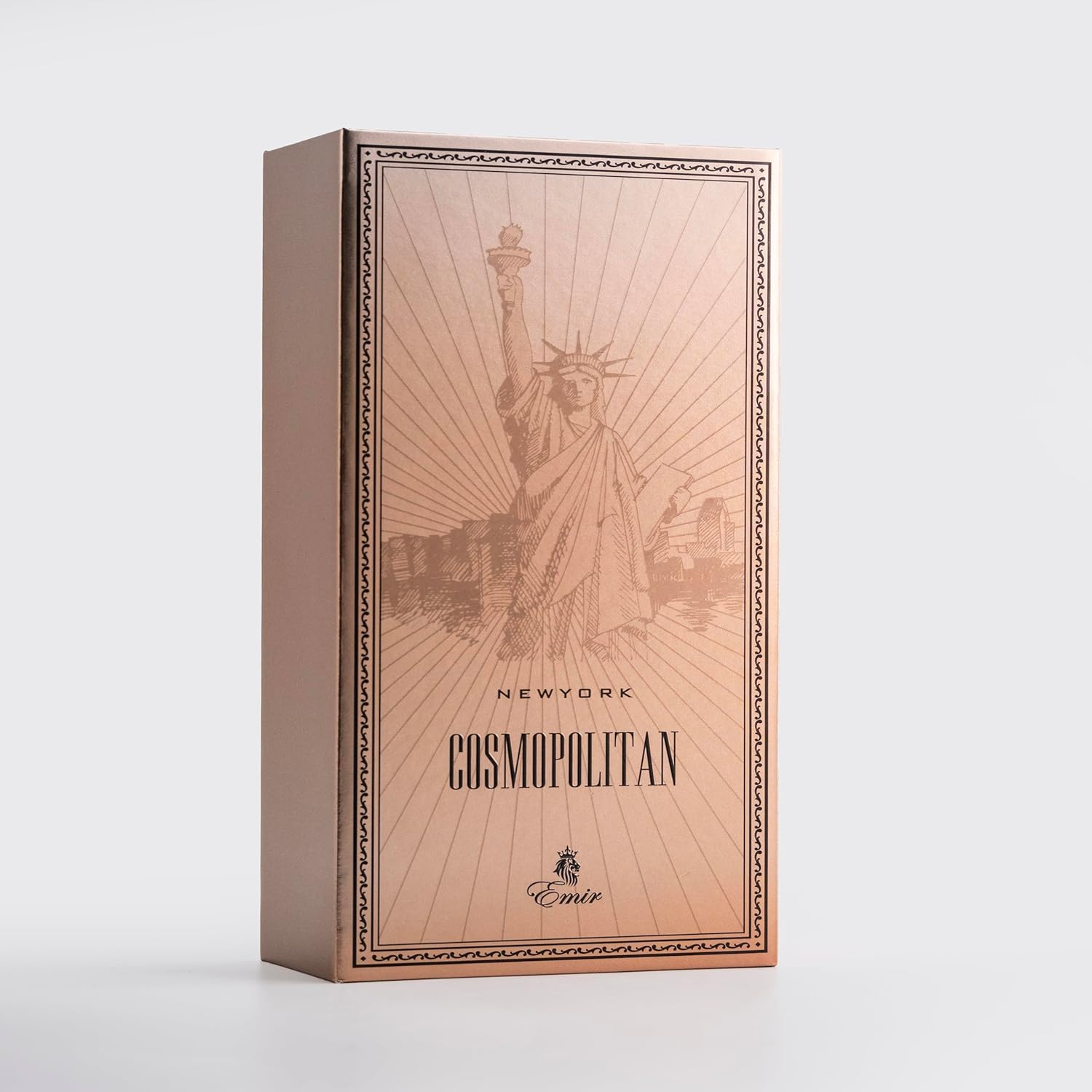 Emir Cosmopolitan New York Cosmopolitan product packaging with a design of the Statue of Liberty on a light gray background