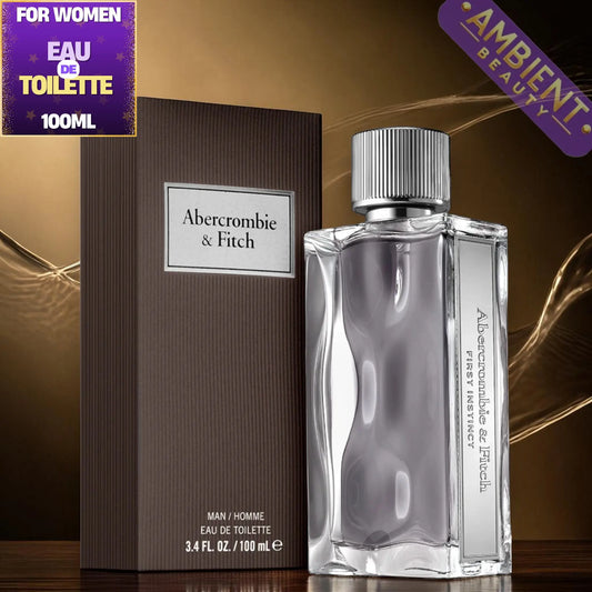Abercrombie & Fitch perfume bottle and packaging on a gold background