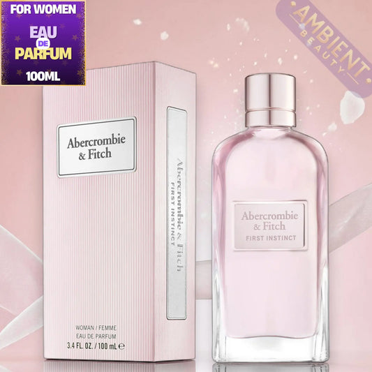 Abercrombie & Fitch perfume bottle and packaging on a pink background