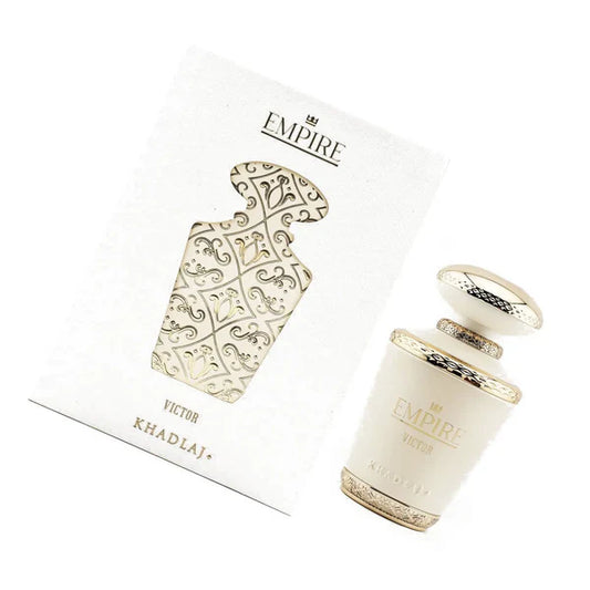 Perfume bottle and packaging with 'EMPIRE' branding on a white background