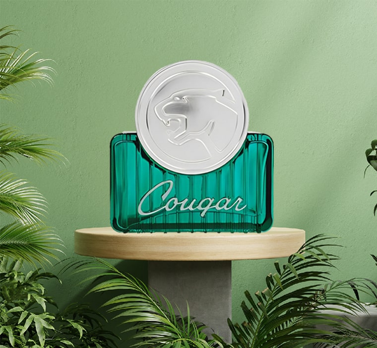 Decorative item with 'Cougar' branding on a green background