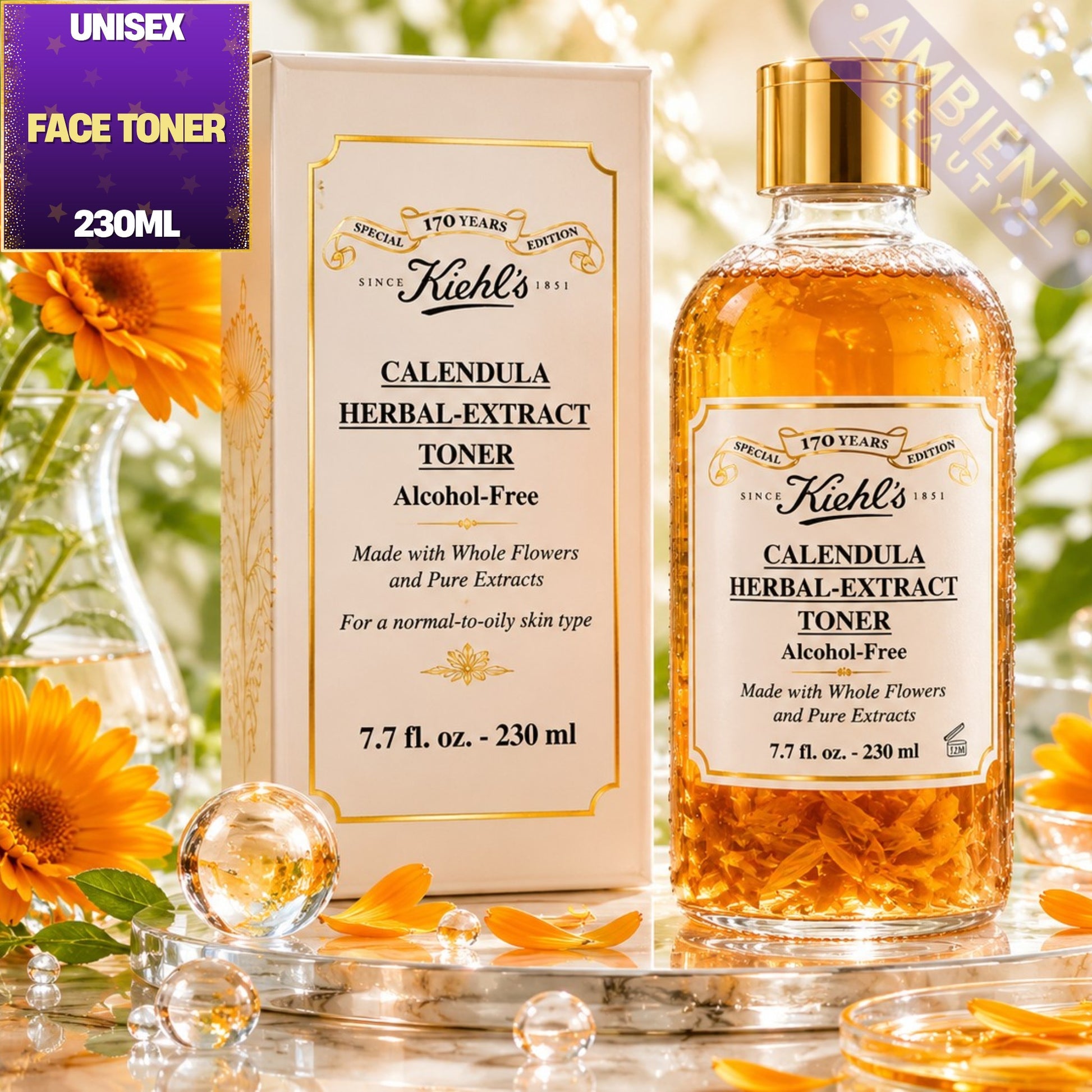 Kiehl's Calendula Herbal-Extract Alcohol-Free Toner 230ml For Men and Women
