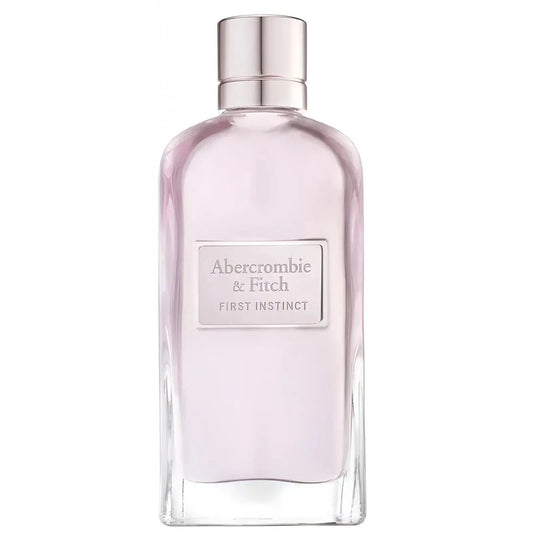 Abercrombie & Fitch First Instinct Perfume bottle with silver cap on a white background
