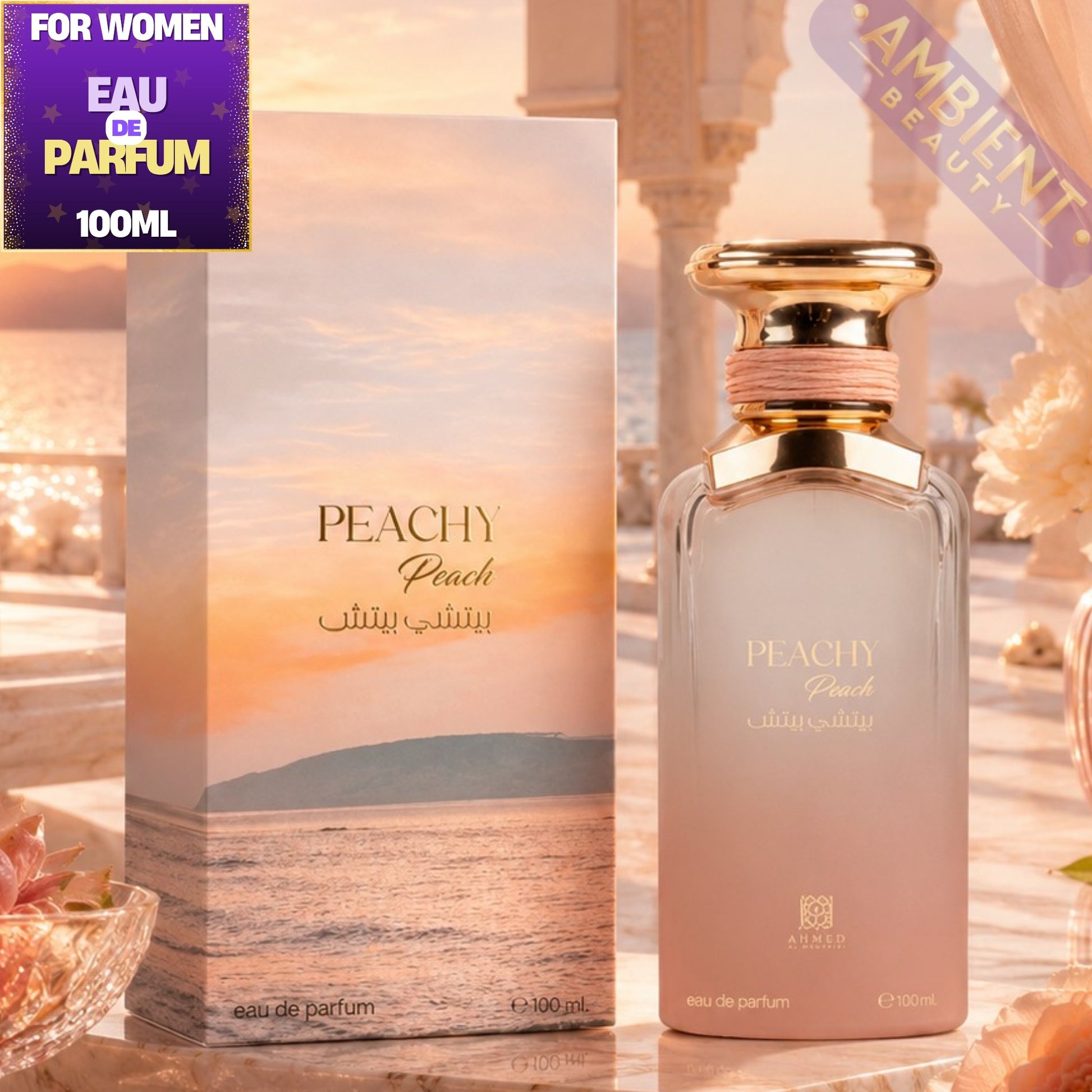 Ahmed Al Maghribi Peachy Peach Eau De Parfum Bottle
