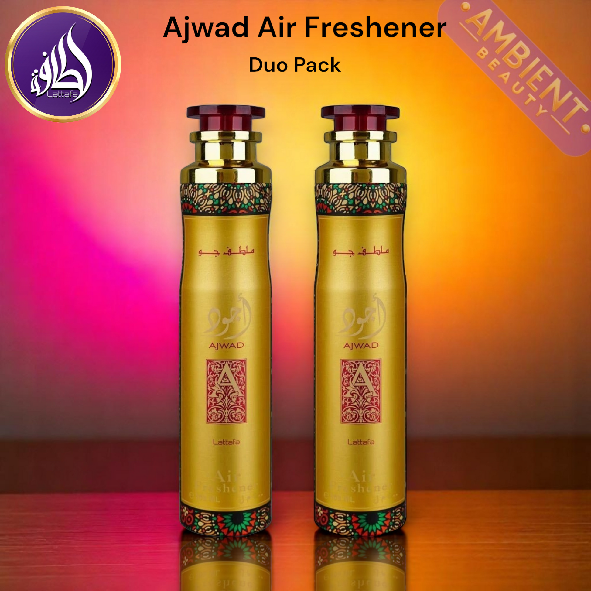 LATTAFA Ajwad Air Freshener Duo Pack 2x300ml Room Spray Lattafa Ambient Beauty