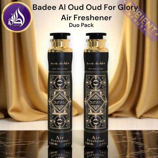 LATTAFA Badee Al Oud Oud For Glory Air Freshener Duo Pack 2x300ml Room Spray Lattafa Ambient Beauty