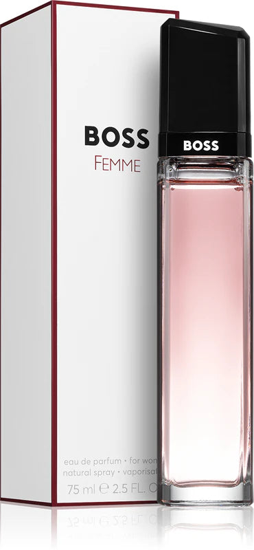 BOSS Femme perfume bottle and packaging on a white background