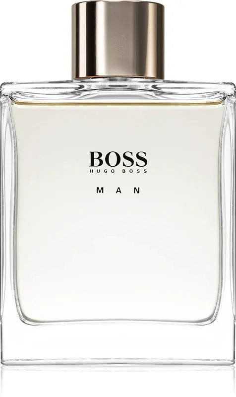 Hugo Boss Man perfume bottle on a white background
