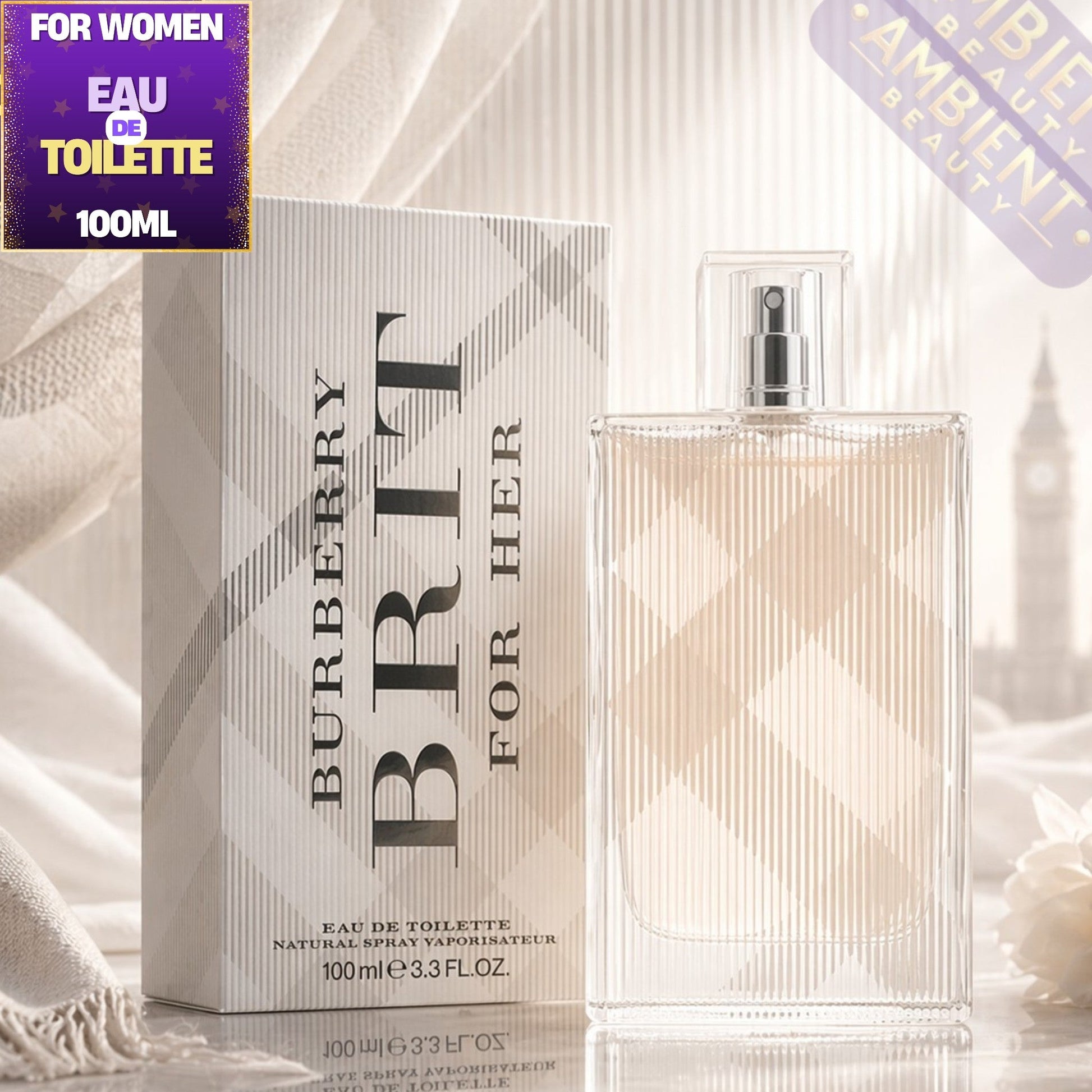 BURBERRY Brit For Her Eau de Toilette 100ml For Women – Sweet Gourmand Floral Fragrance with Almond, Vanilla & Tonka Bean Burberry Ambient Beauty