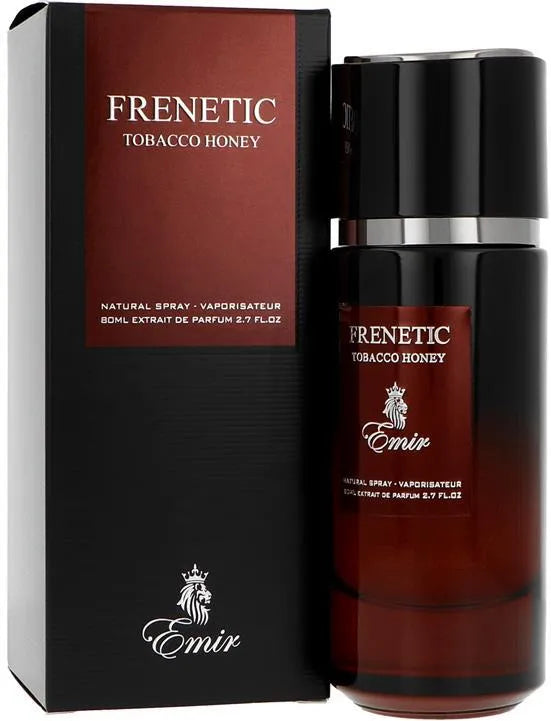 Frenetic Tobacco Honey perfume bottle and packaging on a white background