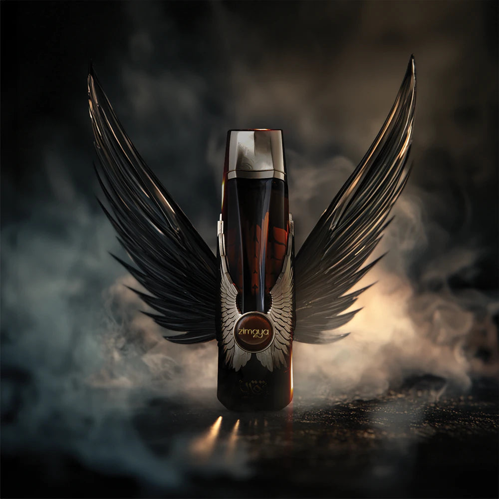Bottle with wings on a dark background