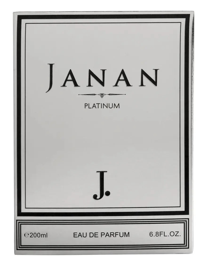 Janan Platinum Eau de Parfum packaging on a white background