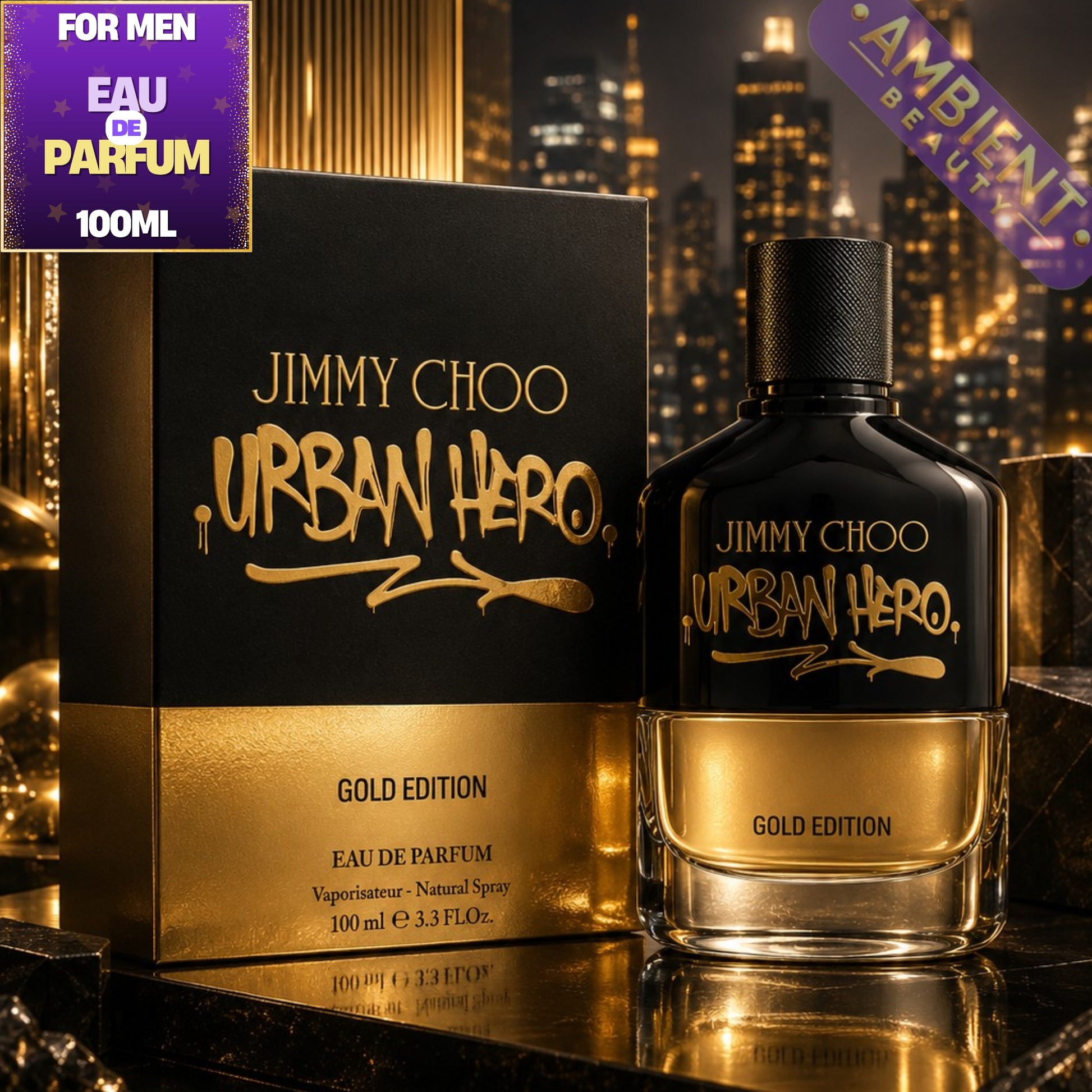 Jimmy Choo Urban Hero Gold Edition Eau de Parfum Bottle