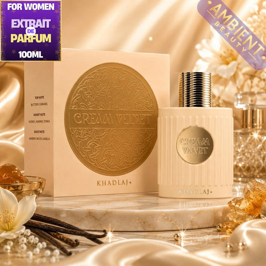 KHADLAJ Cream Velvet Extrait De Parfum 100ml For Women – Gourmand Fragrance with Caramel, Honey & Vanilla