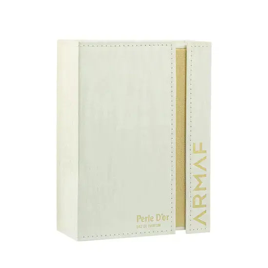 White Armaf perfume box with gold text on a white background