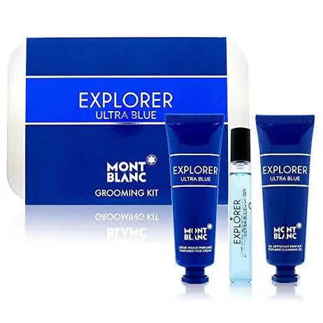 MONTBLANC Explorer Ultra Blue Eau De Parfum  7.5ml + Face Cream 30ml + Cleansing Gel 30ml Grooming Kit MontblancAmbient Beauty