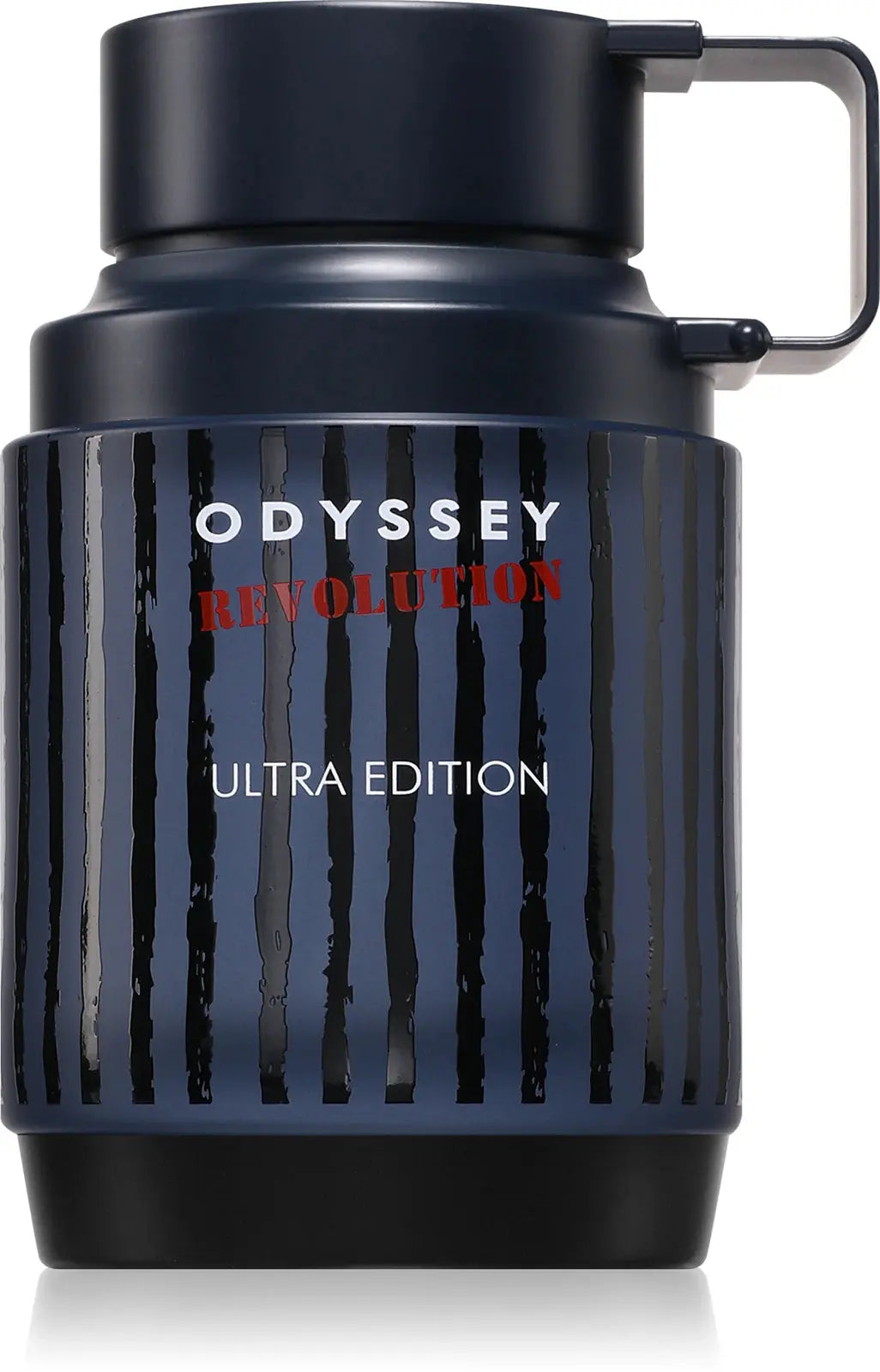 Blue container with 'Odyssey Revolution Ultra Edition' text on a white background
