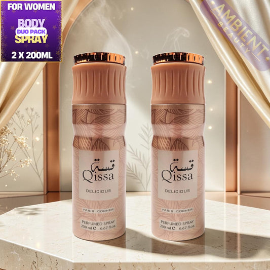 PARIS CORNER Qissa Delicious Body Spray 2x200ml Duo Pack For Women