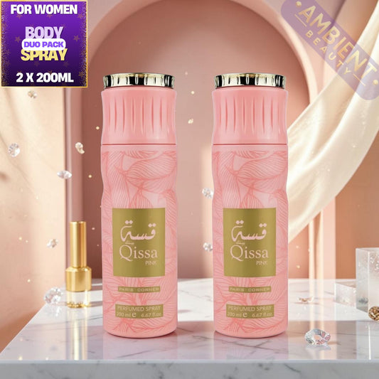 PARIS CORNER Qissa Pink Body Spray 2x200ml Duo Pack For Women