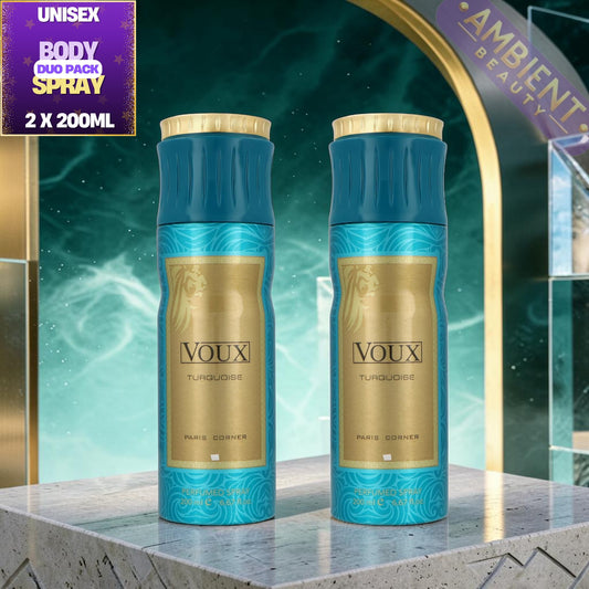 PARIS CORNER Voux Turquoise Body Spray 2x200ml Duo Pack For Men & Women