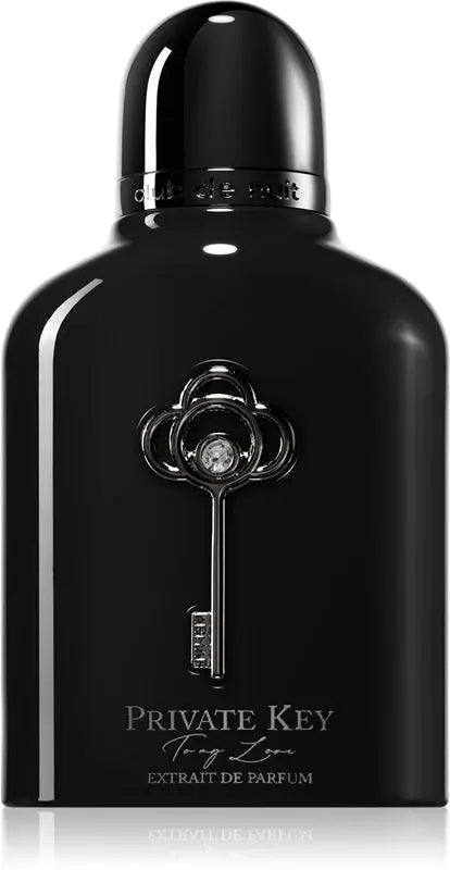 Black perfume bottle labeled 'Private Key' on a white background