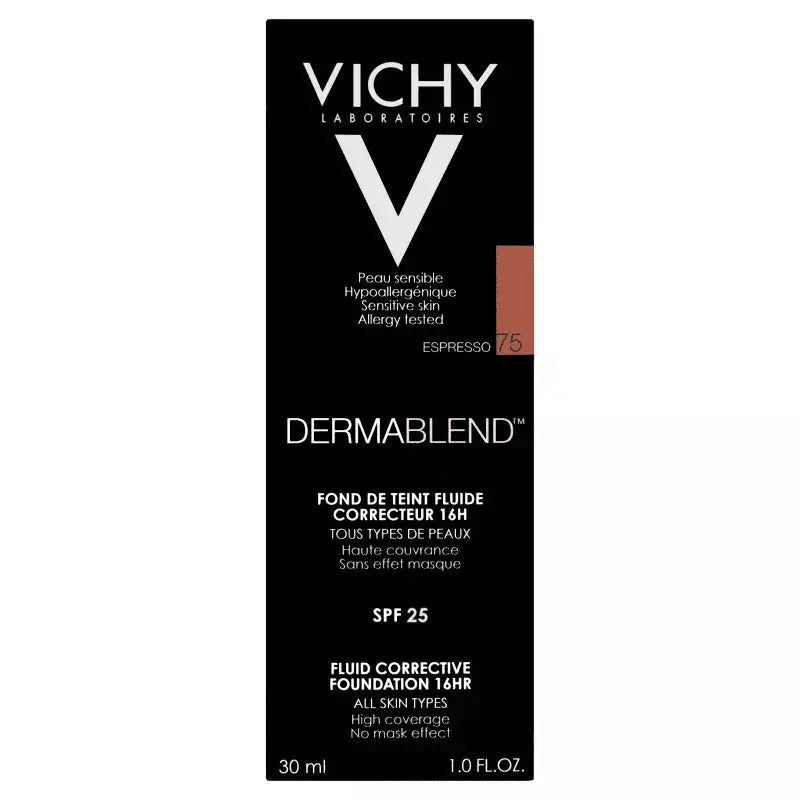 VICHY Dermablend Fluid Corrective Foundation Shade 75 Espresso 30ml VichyAmbient Beauty