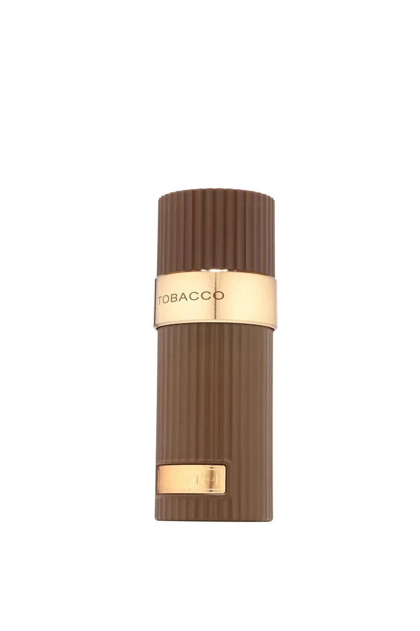 Brown and gold cylindrical object with 'Tobacco' text on a white background