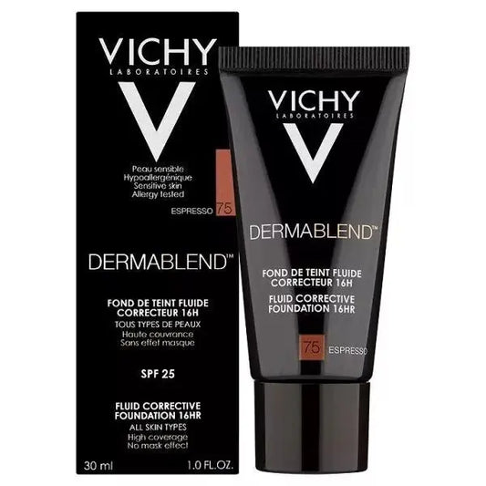 VICHY Dermablend Fluid Corrective Foundation Shade 75 Espresso 30ml VichyAmbient Beauty