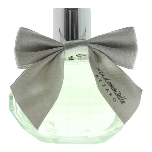 Perfume bottle with a gray bow and 'MadeMOI' branding on a white background