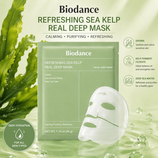 Biodance Refreshing Sea Kelp Real Deep Mask 4 x 34g For Men and Women